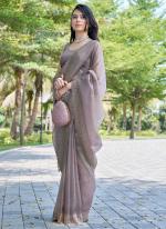 Sattin Silk Brown Wedding Wear Hand Work Saree